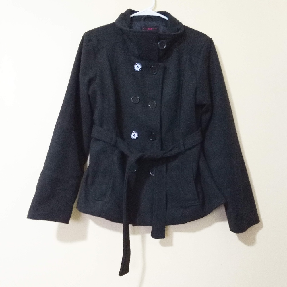 New Look Belted Gray Pea Coat